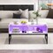 Rectangle LED Coffee Table with Split Faux Marble Glass Top and 4 Storage Cubes for Living Room